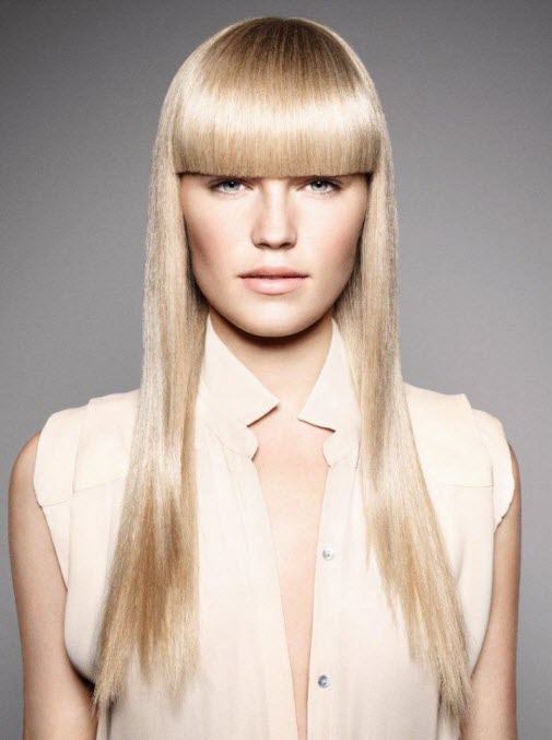 Haarschnitte mit geradem langem Pony