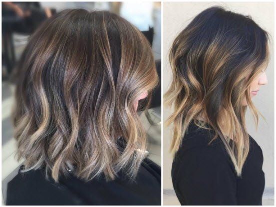 Färben von Balayage auf einem länglichen Quadrat