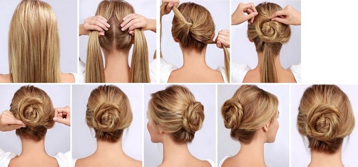 Fotolektionen von einfachen Frisuren für jeden Tag