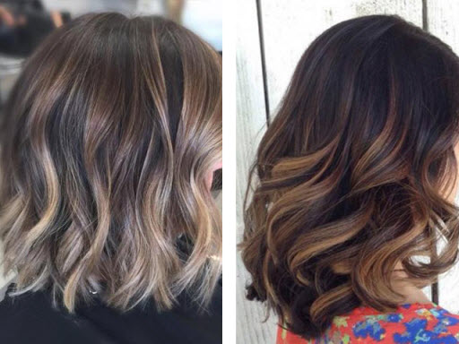 Färben von Balayage auf einem länglichen Quadrat