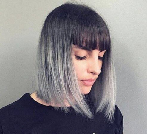 Langer Bob-Haarschnitt mit Pony