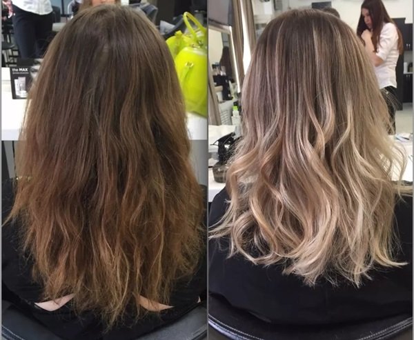 Balayage-Färbung: Vorher-Nachher-Fotos