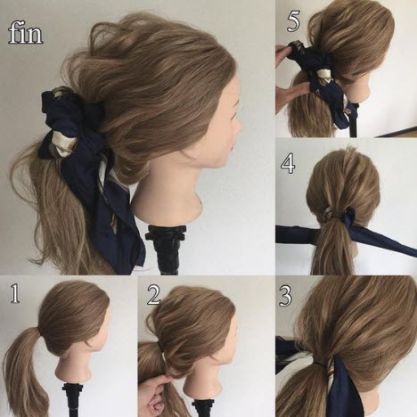 Romantische Frisuren mit Schals und Bändern