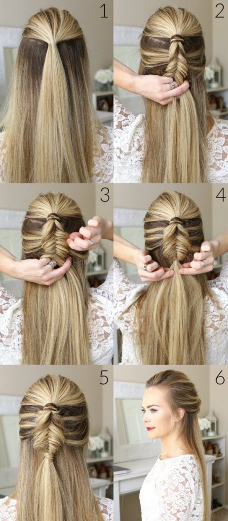 Frisuren für langes Haar: Schritt für Schritt Fotos